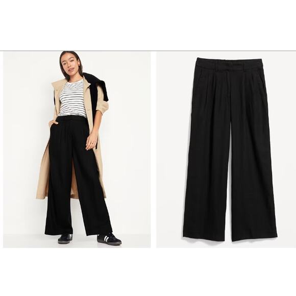 New NWT Old Navy Women's Black High Rise Full Length Pants Linen Blend Size‎ XL - Picture 1 of 12